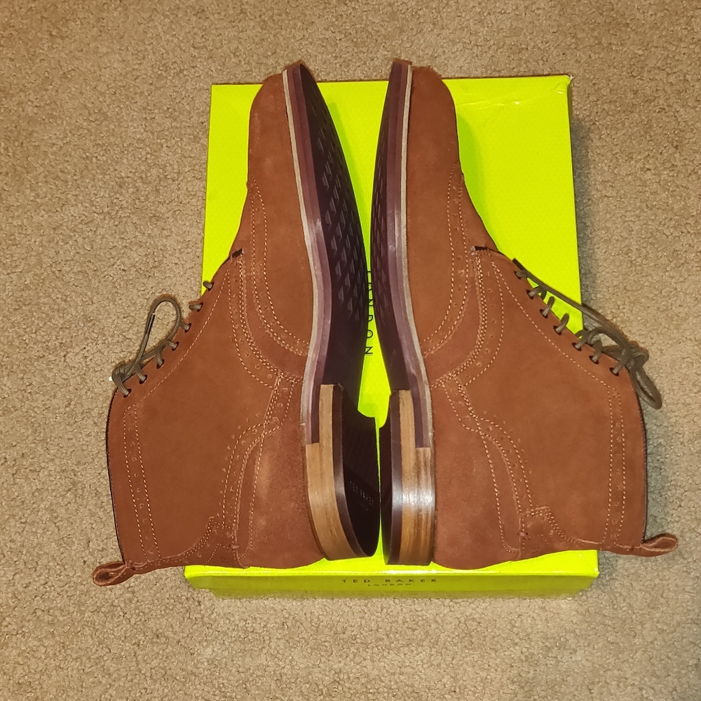 Ted Baker Shennjo Brogue Boot Size 13M US Dark Tan - Picture 5 of 7
